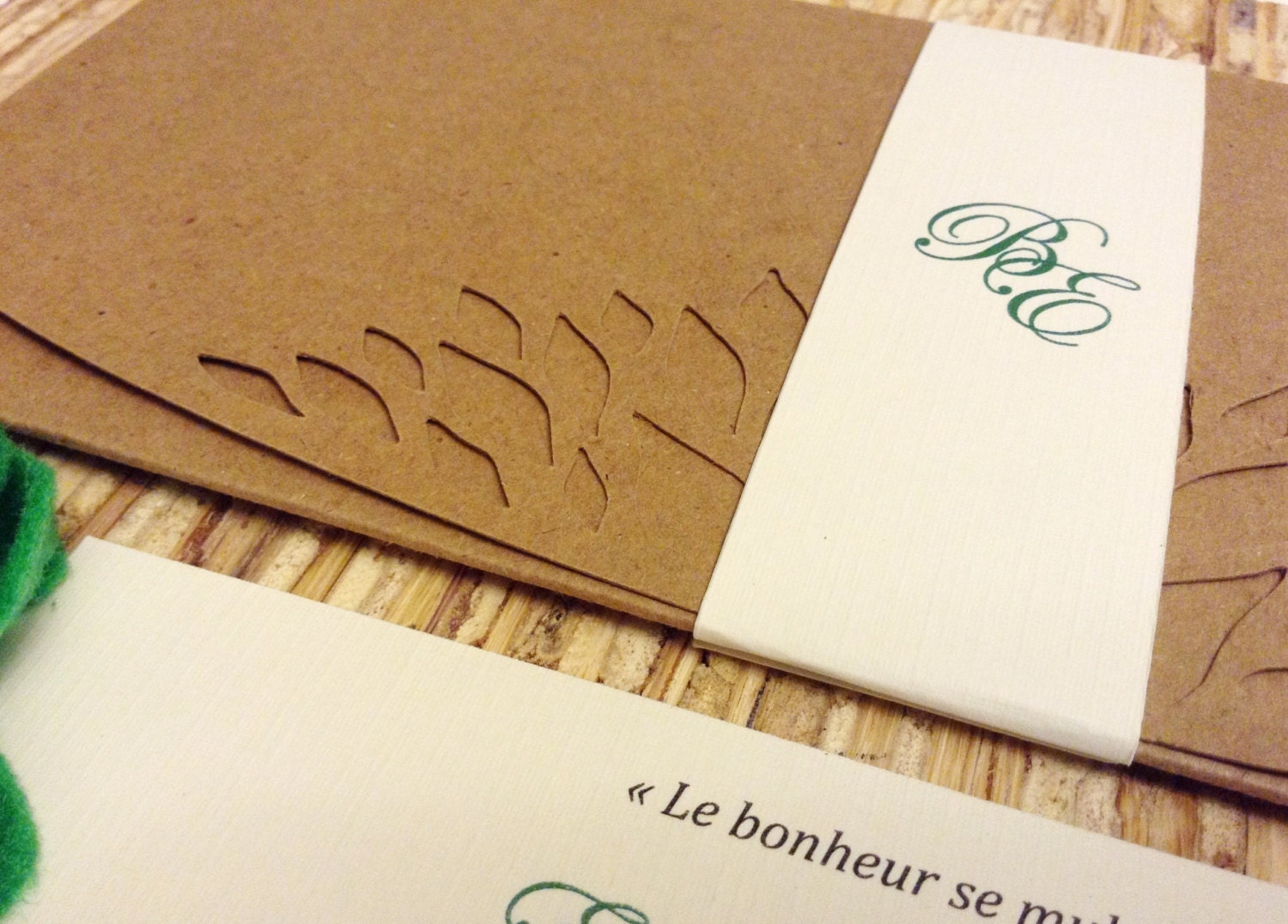 Handmade Wedding Invitation - DIE Cut Kraft - Simple Elegance Wedding Invitation - SAMPLE -