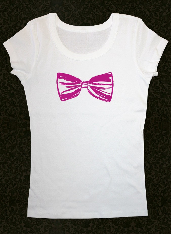 Fake Bow Tie Shirt design 3 - Women's Short Sleeve Scoop Neck Cotton T-Shirt Contoured Fit