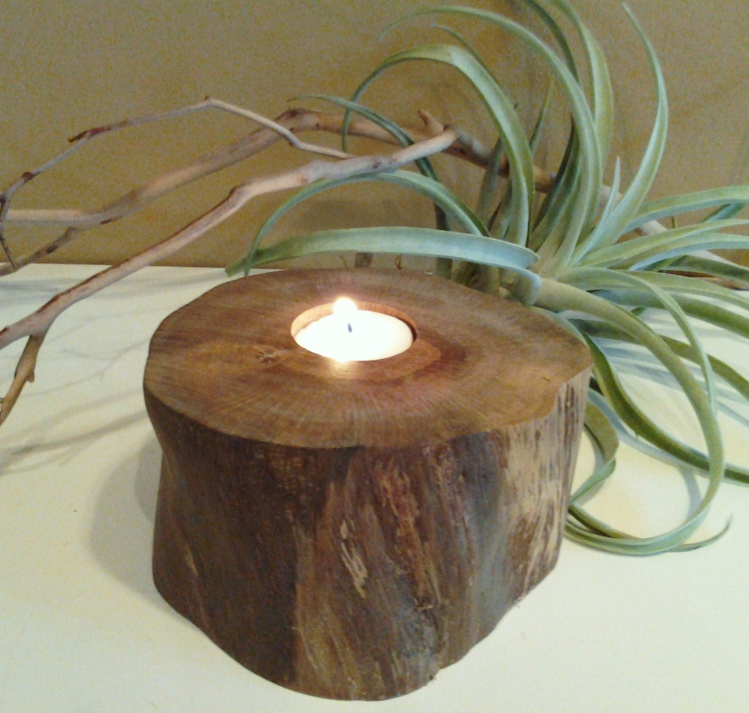 Oak tree trunk candleholder - Unique - One of a kind