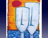 Textured impasto canvas Painting modern Abstract Oil Acrylic palette knife white blue yellow red Fine Art Visi made to order custom