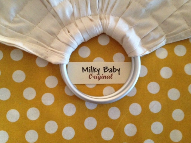 SALE Baby ring sling infant to toddler carrier wrap natural  base yellow dots  tail very light breathable  -one free pocket