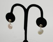 Vintage Coin Fresh Water Pearl Earrings on 14 K Gold posts circa 1990s or earlier