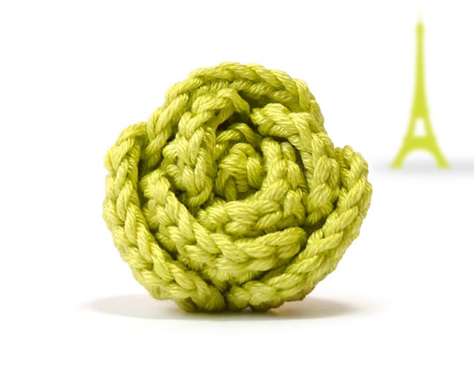 Lime green rose ring - original gift from France - FromParis