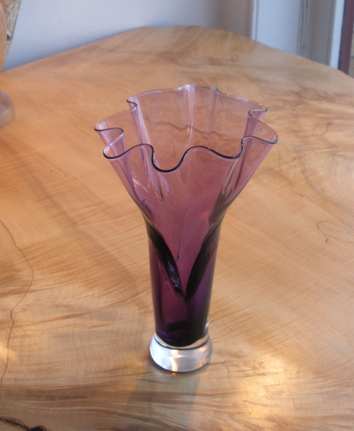 Hand Blown Glass Vase - Violet Flower Top Garden Vase by Jonathan Winfisky