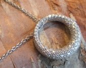 Diamond Pendant Necklace - Pave Circle - Diamond Cluster