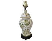 Chinoiserie Ginger Lamp, Green and White