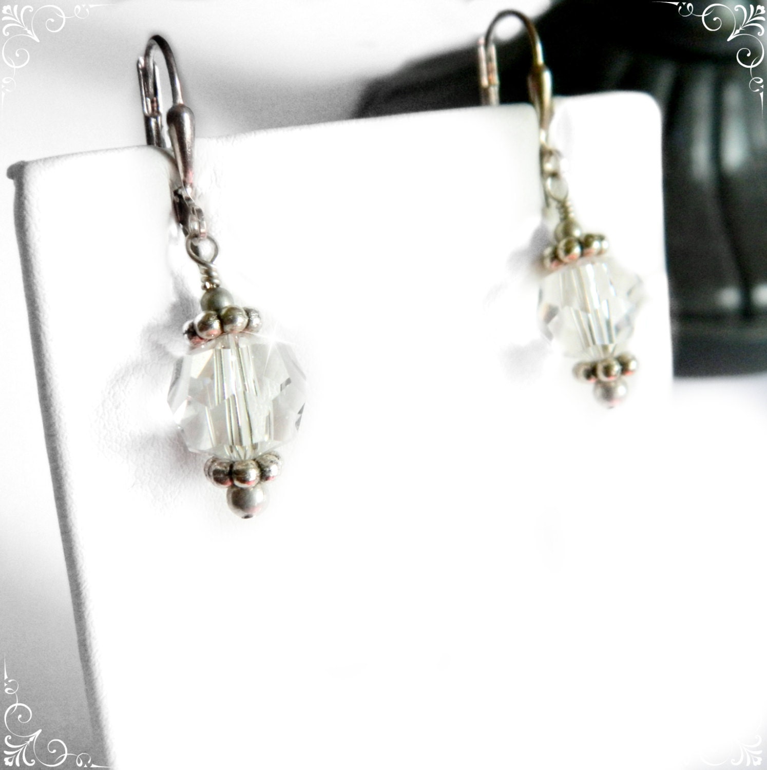 German Crystal Silver Earrings
