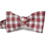 Red & Maroon Plaid Bow Tie