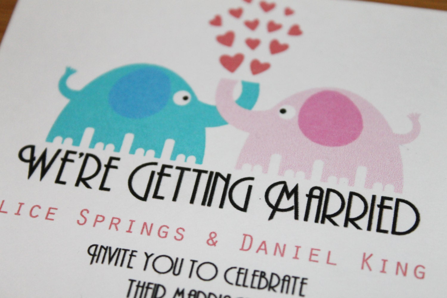 DIY Printable Elephant Love Wedding Invitation and RSVP Set