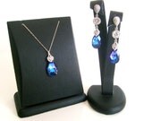 Swarovski heliotrope teardrop cz stone pinch bail 925 sterling silver bridal jewelry set bridesmaids gifts bridal jewelry wedding jewelry