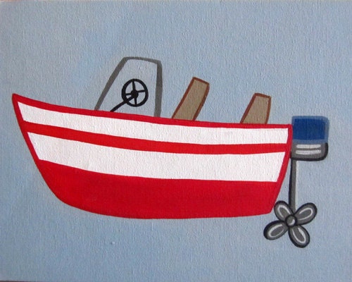 Anchors away adorable boat art on an 8x10 flat panel canvas personalized free