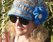 PDF Instant Download - Crochet Pattern 071 - Newsboy Hat - Mirage - Visor Slouchy Hat (Toddler, Child, Teen/Adult and Adult sizes)