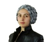 OOAK Grey Headband - Gray Knit Neck Warmer Scarf -Mohair Head Warmer -  Cowl - Snood - Fall  Winter Fashion - Women Teens Accessories