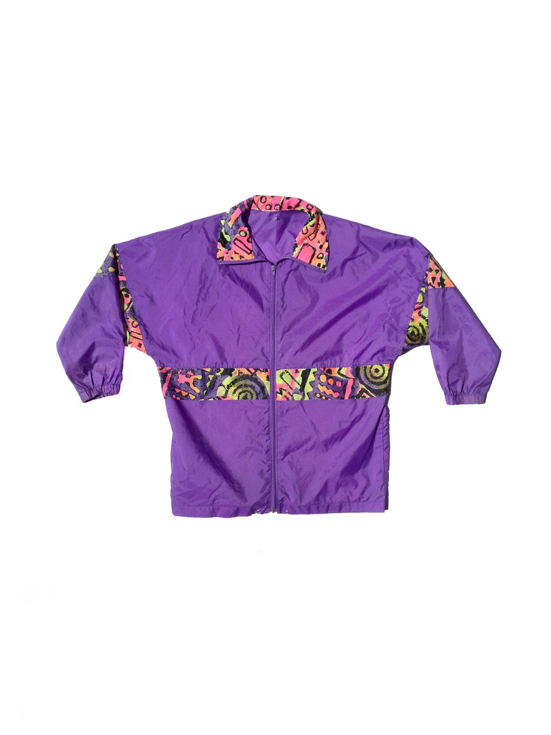 Rad 80s Abstract Multi-Tone Neon Wind Jacket - L