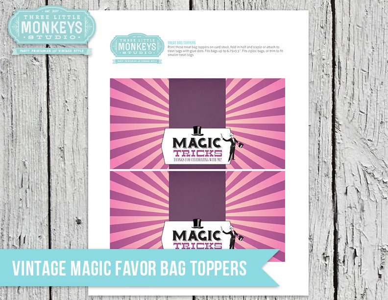 Vintage Magic Favor Bag Toppers - INSTANT DOWNLOAD Il_170x135