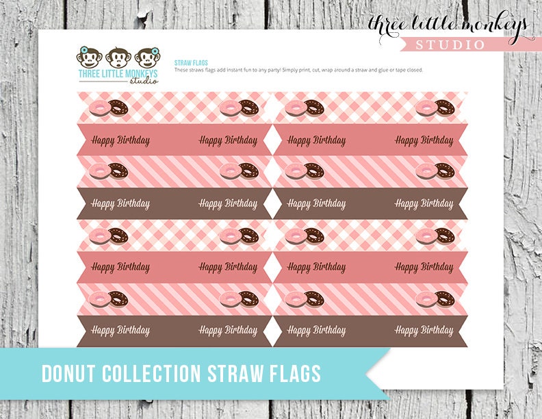Donut Shop Straw Flags or Food Flags Il_570xn