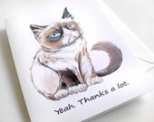 Grumpy Cat Card, Thank You Card, Funny Greeting Card, Sarcastic Card, Birthday Card, Blank Card, Grumpy Cat Meme