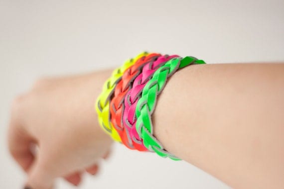 Neon Fluorescent Woven Leather Braided Bracelet Set