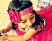 Hot pink  flower lace headband,Baby Headbands..