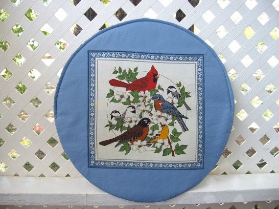 Fabric steering wheel cover - American song birds