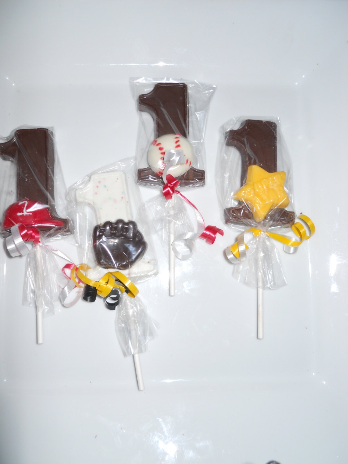 12 Boys Baseball 1st First Birthday Gourmet Chocolate Lollipops Gifts Party Favor Kids