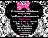 Minnie Mouse Damask Bride bridal shower invitation any color - DIY you print customized card by 2fungraphics Il_170x135