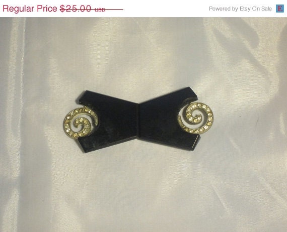 SALE 1920's Fashion, Vintage Rhinestone Belt Buckle, Black Vintage Costume Jewelry