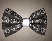 Skull Hello Kitty Themed Fabric Hair Bow