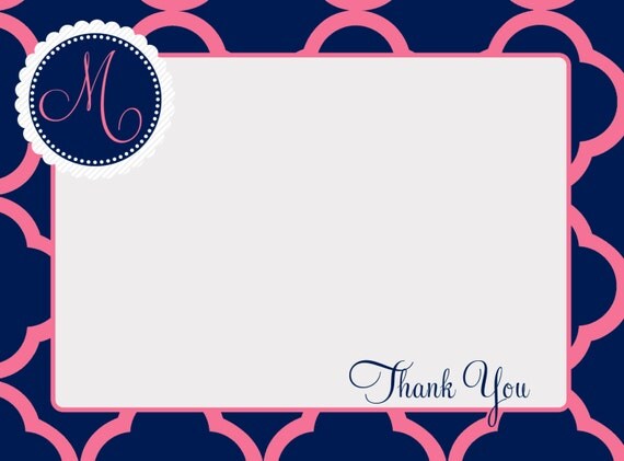 Thank You Card- Preppy Navy & Pink Il_570xn