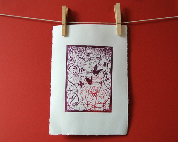 Release - original lino print