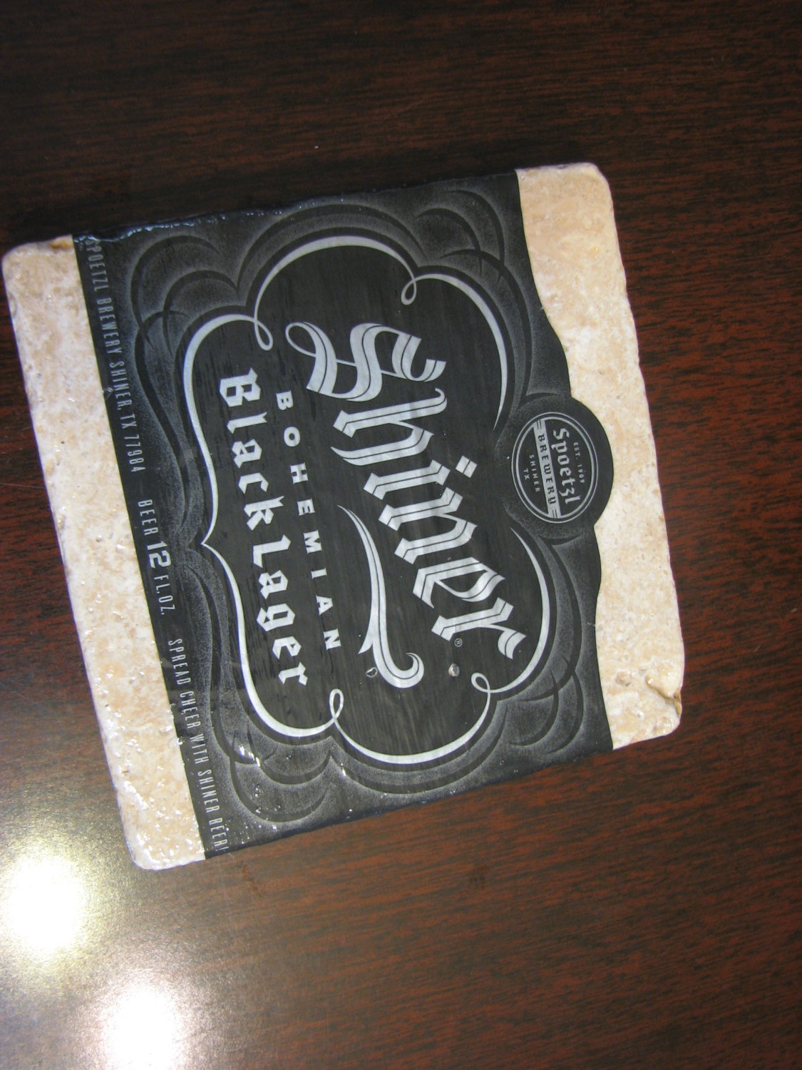 Shiner Black Lager Natural Stone Coaster