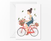 Girl on Bike - card