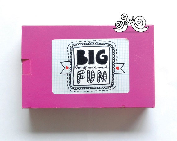 Big Box of Snailmail Fun, een snailmail (starters) set. Alles wat je nodig hebt om minstens 15 pakketjes geweldig te maken