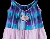 Hand made "Northern Lights" women cropped summer tank top with rag quilted patches, size S-M-L