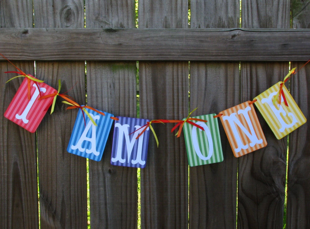 First Year Birthday Banner I AM ONE Baby's First Birthday Banner Photo Prop