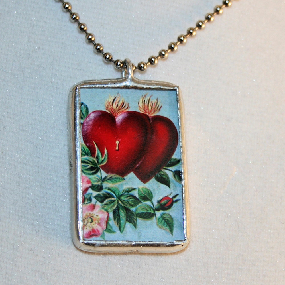 Soldered Glass Necklace - Soldered Pendant with Chain - You Hold the Key to My Heart