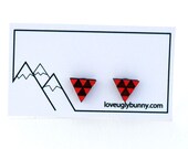 Triangle Stud - Laser cut wood - Bright Coral