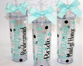 6 Personalized Bride and Bridesmaids Skinny Acrylic Tumblers