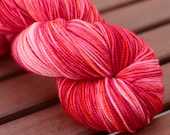 Sock yarn - OOAK hand-dyed 80/20 SW Merino/Nylon - Spam - "Red Hot Giggle"