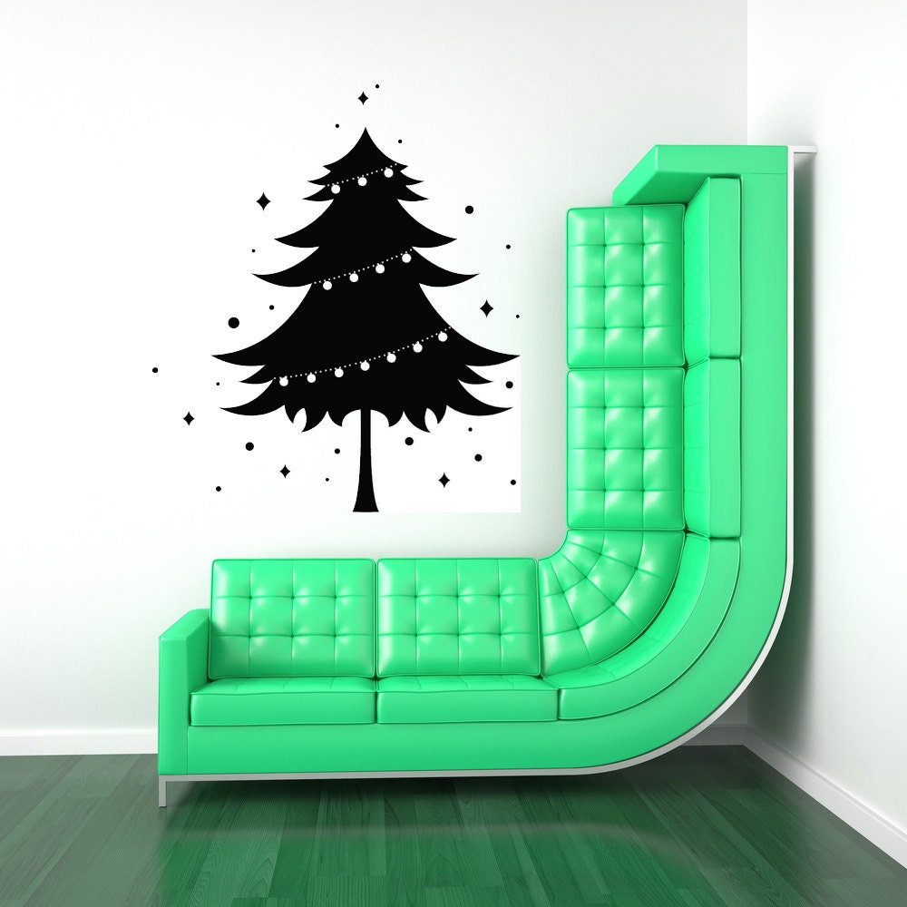 Christmas Tree with Ornaments- Decal, Vinyl, Sticker, Wall, Home, Holiday Decor