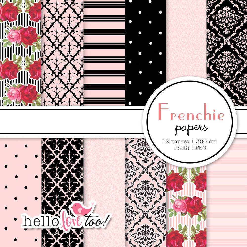 INSTANT DOWNLOAD Frenchie digital paper pack