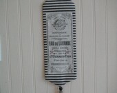 Antique Print French Country Door Hanger Black White & Red Wall Hanging Knob Hanger Lamp Hanger Home Decor Folk Art Banner Primitive Art