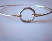 Silver Circle Bangle Bracelet Silver Hoop Charm - Stackable Bangle Charm Bracelet - Bridesmaid Gift - Gift under 15
