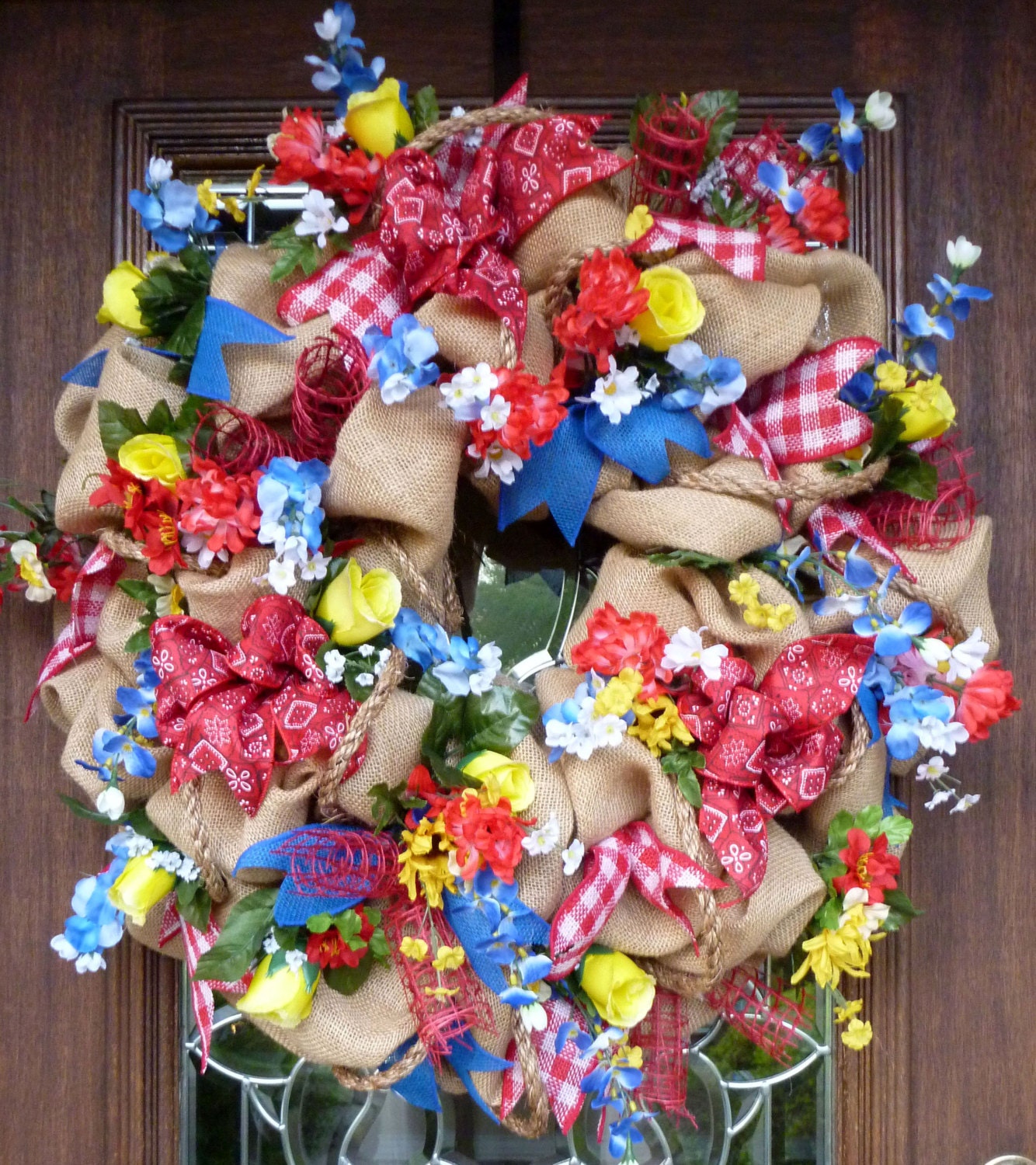 BURLAP and TEXAS WILDFLOWERS Wreath