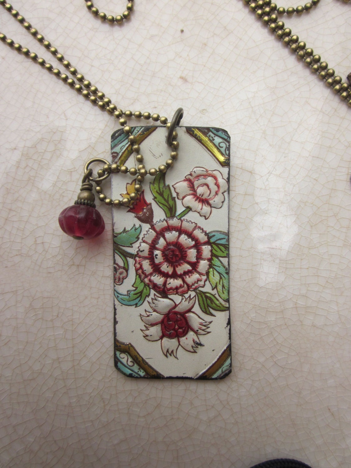 Vintage Tin Tag Pendant Tin for the Ten Year Anniversary