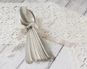 Vintage French Silver plate Dinner Spoons Set of 6 - circa 1930's - Art Deco Style