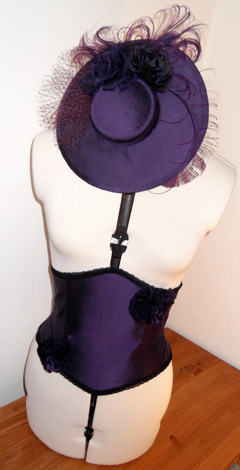 Under Bust Corset, Midnight Purple Silk