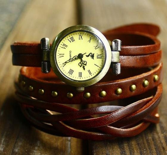 Retro Style Simple leather wrist watch,Handmade Unisex  Personalized  Watch leather wrist watch Bracelet 2194S