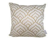 Dome cushion cover in gold ink on white linen 42cmx42cm