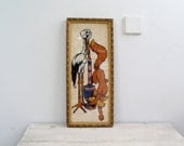 Vintage retro Nursery decoration, Stork and Fox Gobelin Picture, Woodland, Animal Picture, handmade embroidered wall Art, Cottage chic